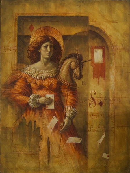 Jake Baddeley Oilpainting Queen of Diamonds 60 x 80 cm